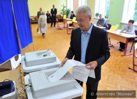Мэр Москвы Сергей Собянин принял участие в голосовании на выборах депутатов Госдумы